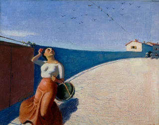 Mädchen mit Korb und Schwalben